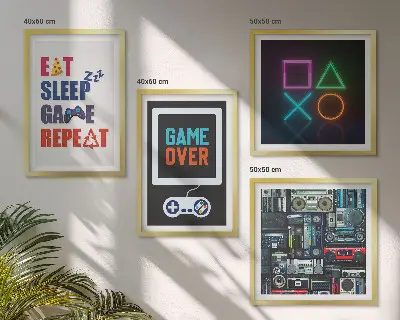 Set di 4 quadri decorativi con sottotitoli a tema intrattenimento per videogiocatori
