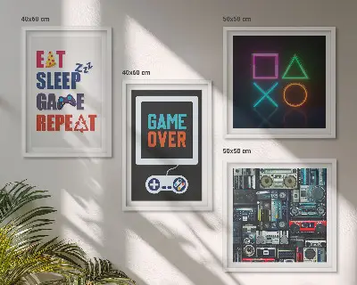 Set di 4 quadri decorativi con sottotitoli a tema intrattenimento per videogiocatori