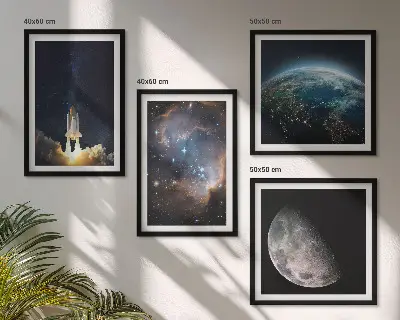 Decorazione da parete Spazio Terra motivo razzo nello spazio con galassia