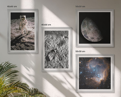 Polittico con cornice Foto della scia lunare di un astronauta