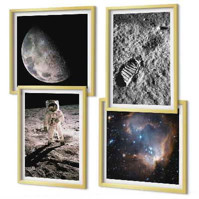 Polittico con cornice Foto della scia lunare di un astronauta