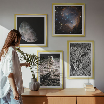 Polittico con cornice Foto della scia lunare di un astronauta