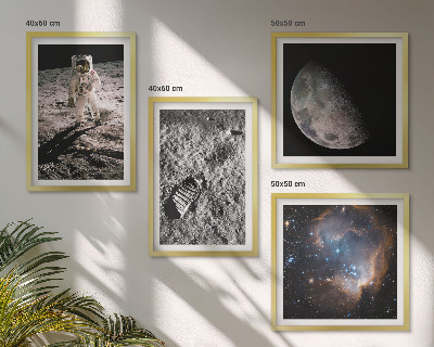 Polittico con cornice Foto della scia lunare di un astronauta