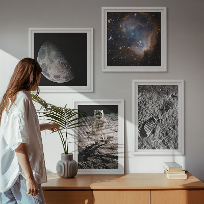 Polittico con cornice Foto della scia lunare di un astronauta