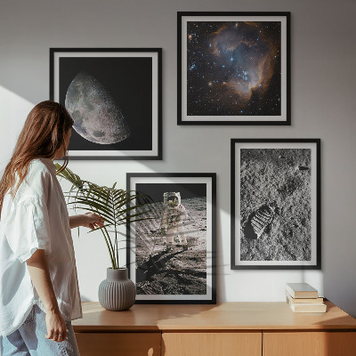 Polittico con cornice Foto della scia lunare di un astronauta