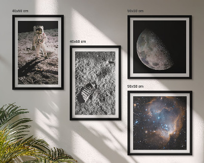 Polittico con cornice Foto della scia lunare di un astronauta