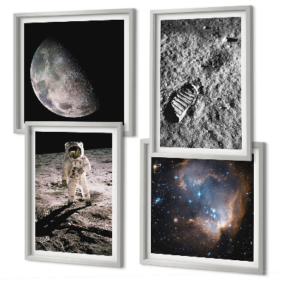Polittico con cornice Foto della scia lunare di un astronauta