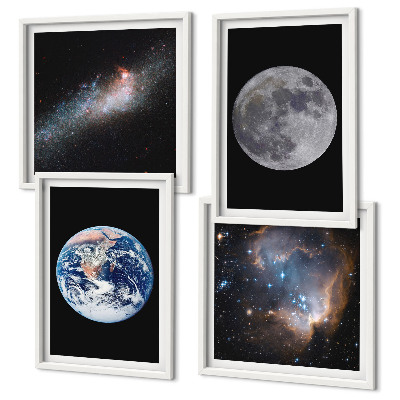 Polittico con cornice spazio galassia luna