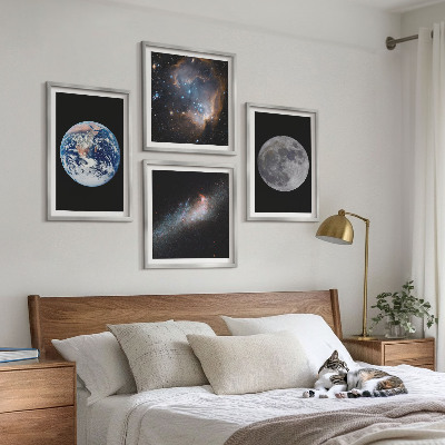 Polittico con cornice spazio galassia luna