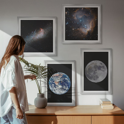 Polittico con cornice spazio galassia luna