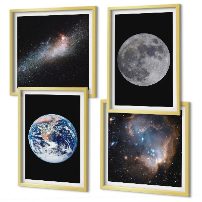 Polittico con cornice spazio galassia luna