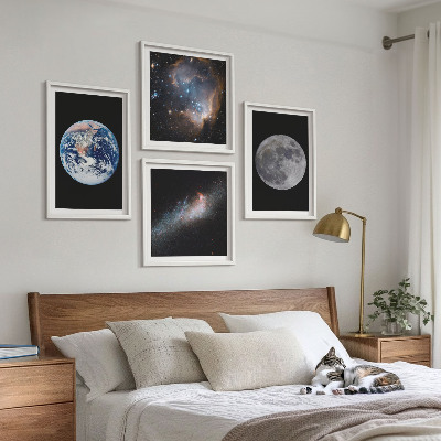 Polittico con cornice spazio galassia luna