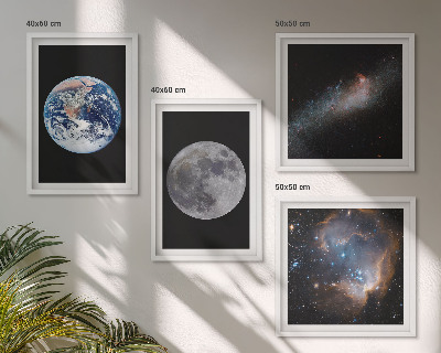 Polittico con cornice spazio galassia luna