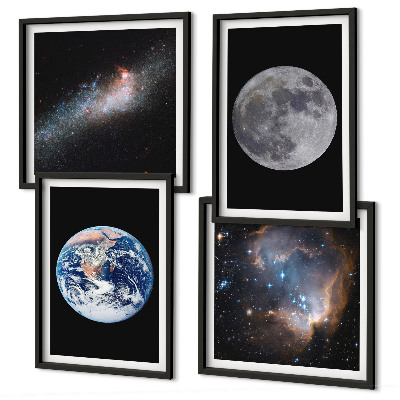 Polittico con cornice spazio galassia luna