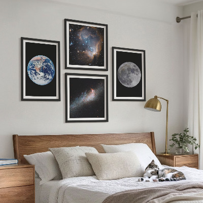 Polittico con cornice spazio galassia luna