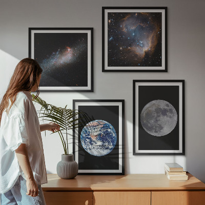 Polittico con cornice spazio galassia luna