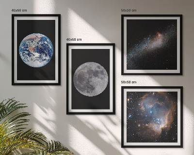 Polittico con cornice spazio galassia luna