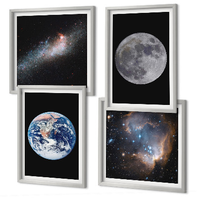 Polittico con cornice spazio galassia luna