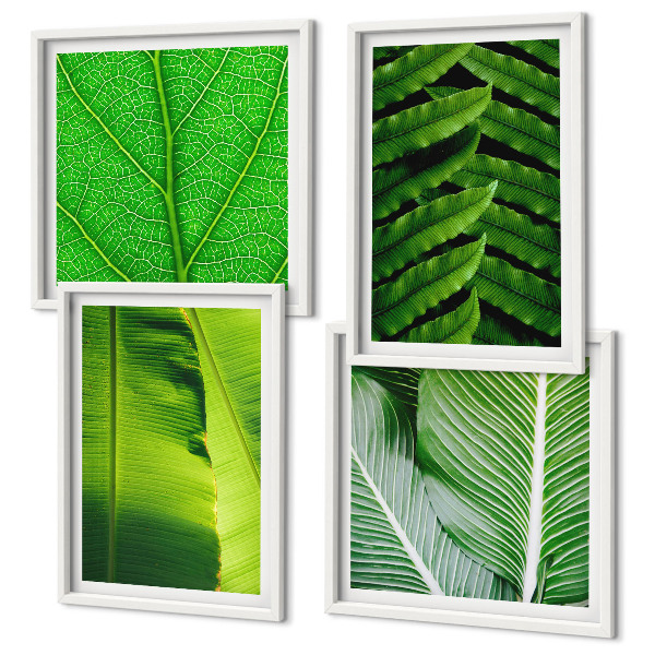 Polittico con cornice Primo piano di foglie tropicali