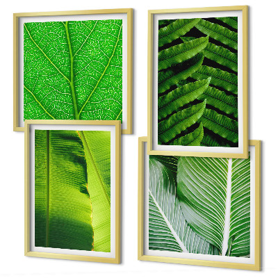 Polittico con cornice Primo piano di foglie tropicali