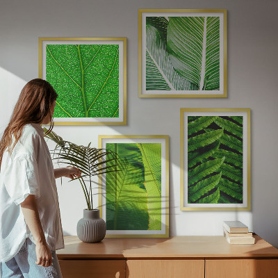 Polittico con cornice Primo piano di foglie tropicali