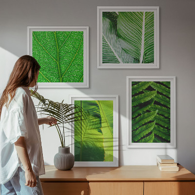 Polittico con cornice Primo piano di foglie tropicali