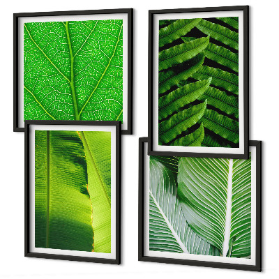 Polittico con cornice Primo piano di foglie tropicali