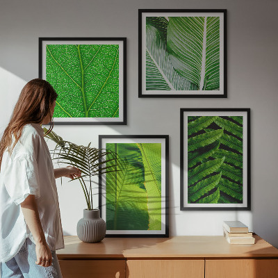 Polittico con cornice Primo piano di foglie tropicali