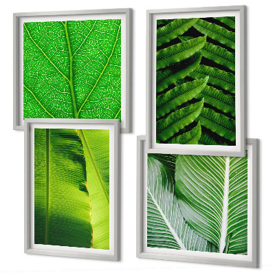 Polittico con cornice Primo piano di foglie tropicali