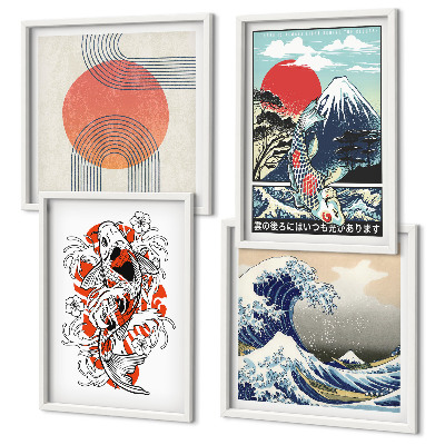 Galleria a parete Illustrazioni di montagne di pesci che ondeggiano in Giappone