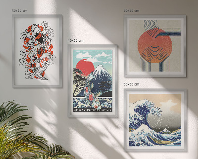 Galleria a parete Illustrazioni di montagne di pesci che ondeggiano in Giappone