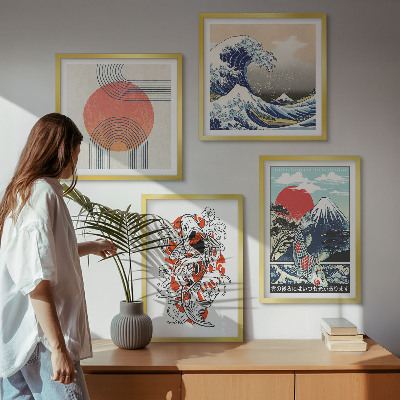 Galleria a parete Illustrazioni di montagne di pesci che ondeggiano in Giappone