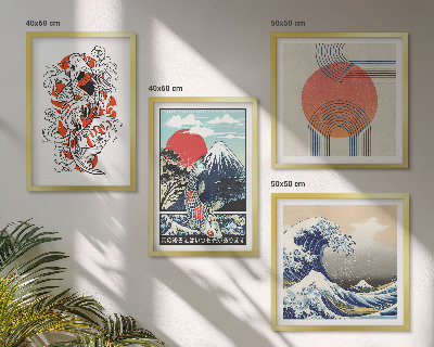 Galleria a parete Illustrazioni di montagne di pesci che ondeggiano in Giappone