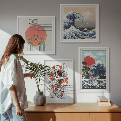 Galleria a parete Illustrazioni di montagne di pesci che ondeggiano in Giappone