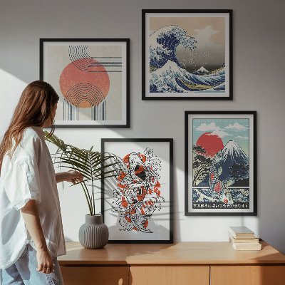 Galleria a parete Illustrazioni di montagne di pesci che ondeggiano in Giappone
