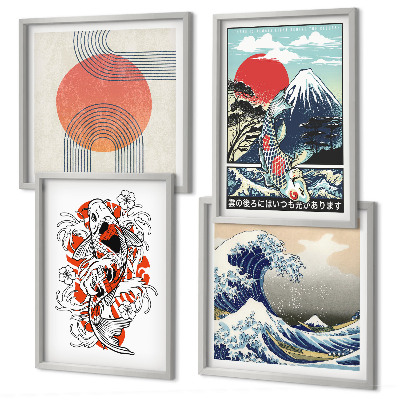 Galleria a parete Illustrazioni di montagne di pesci che ondeggiano in Giappone