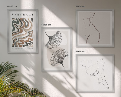 Composizione di 4 quadri Forme astratte di foglie in stile boho