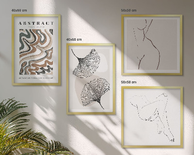 Composizione di 4 quadri Forme astratte di foglie in stile boho