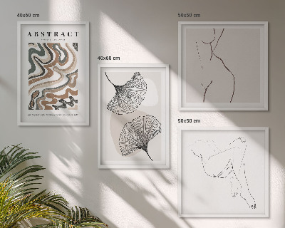 Composizione di 4 quadri Forme astratte di foglie in stile boho