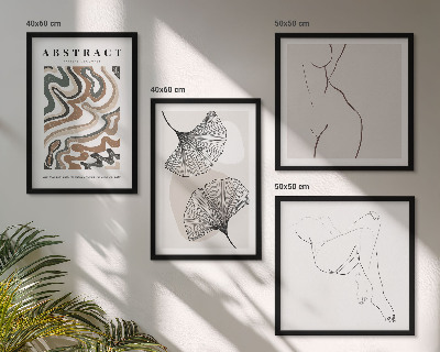 Composizione di 4 quadri Forme astratte di foglie in stile boho
