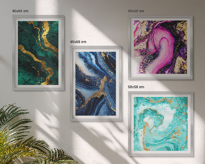 Polittico con cornice Motivi astratti di rosa, verde e blu