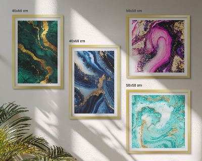 Polittico con cornice Motivi astratti di rosa, verde e blu