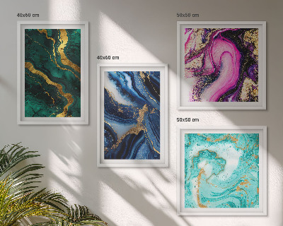Polittico con cornice Motivi astratti di rosa, verde e blu