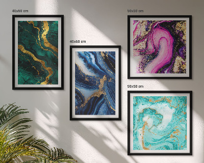 Polittico con cornice Motivi astratti di rosa, verde e blu