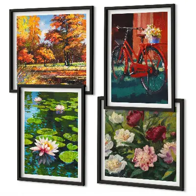 Galleria a parete decorazione con ninfee e fiori di bicicletta