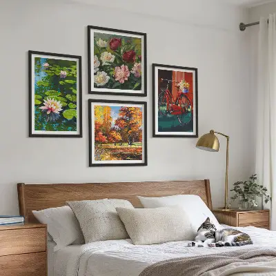 Galleria a parete decorazione con ninfee e fiori di bicicletta