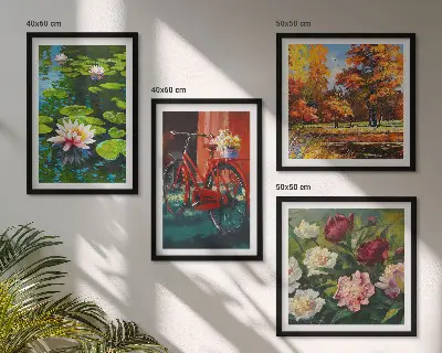 Galleria a parete decorazione con ninfee e fiori di bicicletta