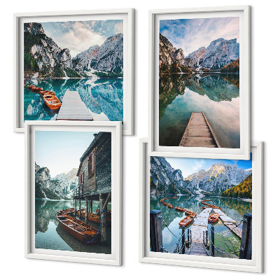 Galleria a parete Lago montagne barche di legno