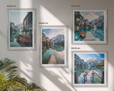 Galleria a parete Lago montagne barche di legno