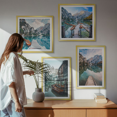 Galleria a parete Lago montagne barche di legno